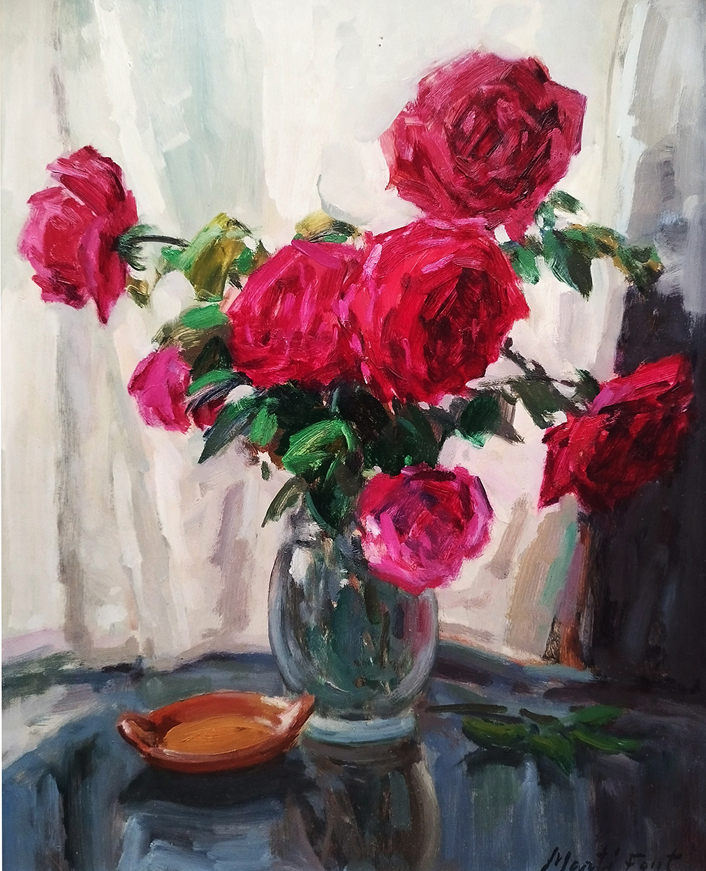 Pintor Martí font: Jarrón cristal con rosas